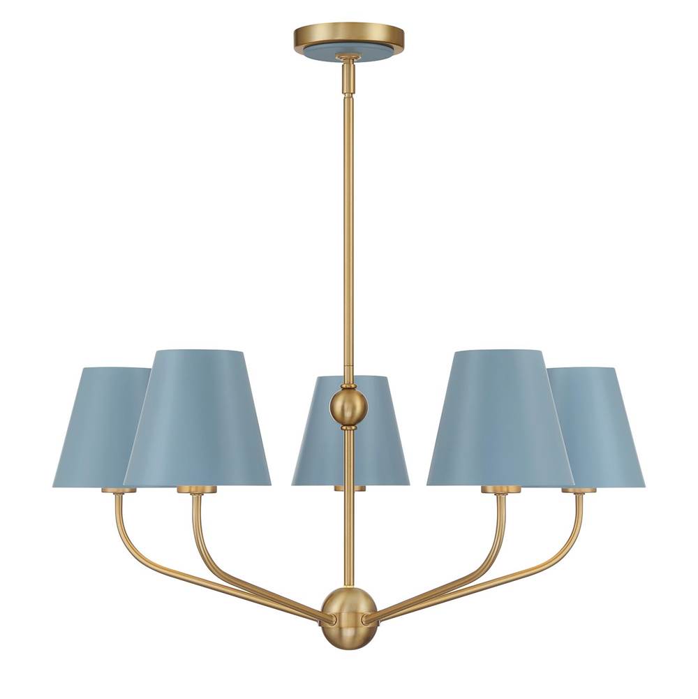 Crystorama XAV-B9315-VG-BL Vibrant Gold,Blue Xavier 5 Light Vibrant Gold Plus Blue Chandelier Image 5