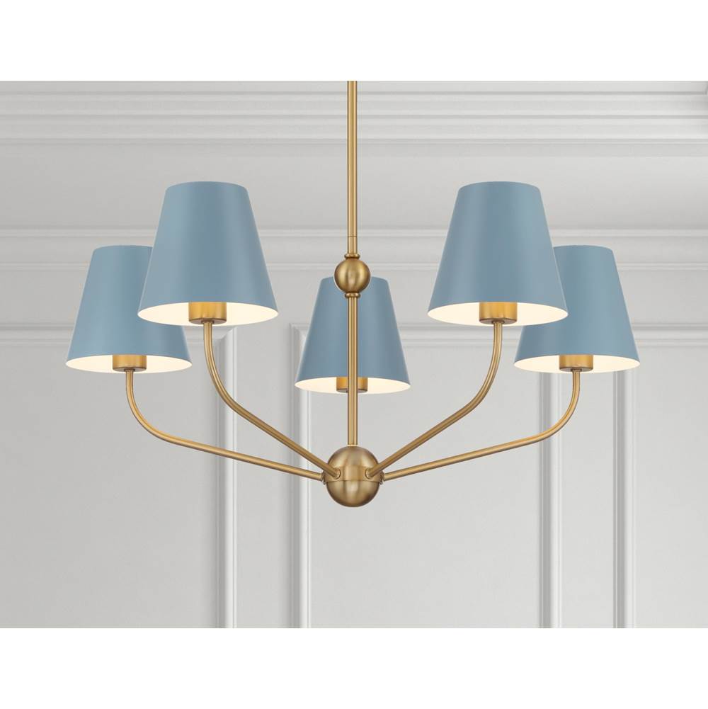 Crystorama XAV-B9315-VG-BL Vibrant Gold,Blue Xavier 5 Light Vibrant Gold Plus Blue Chandelier Image 2