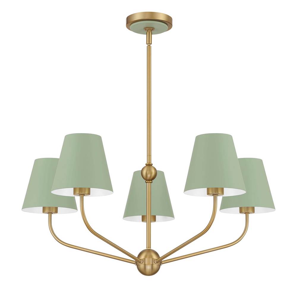 Crystorama Xavier 5 Light Vibrant Gold Plus Blue Chandelier