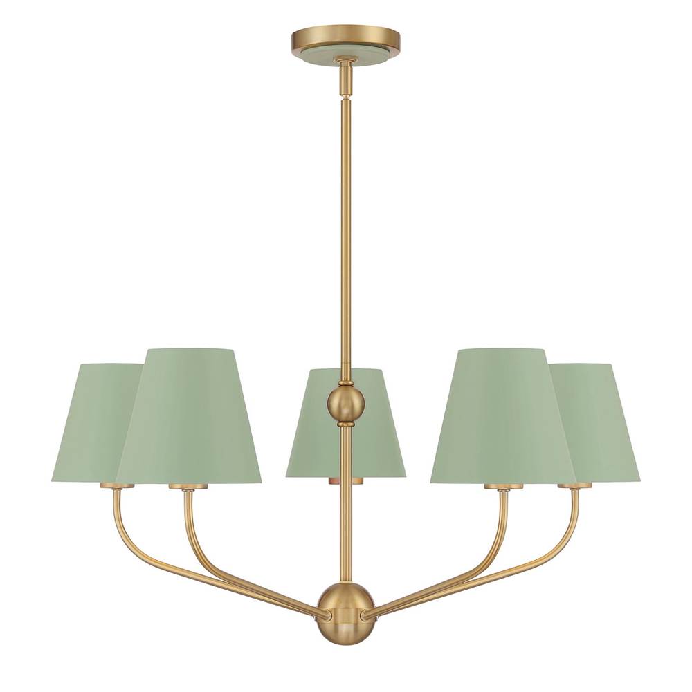 Crystorama XAV-B9315-VG-GR Vibrant Gold,Green Xavier 5 Light Vibrant Gold Plus Green Chandelier Image 5