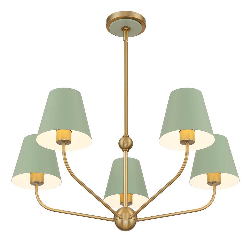 Crystorama XAV-B9315-VG-GR Vibrant Gold,Green Xavier 5 Light Vibrant Gold Plus Green Chandelier Image 4