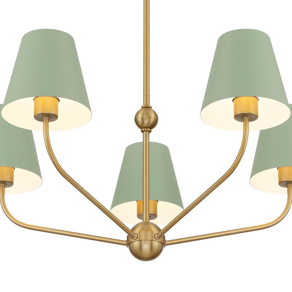 Crystorama XAV-B9315-VG-GR Vibrant Gold,Green Xavier 5 Light Vibrant Gold Plus Green Chandelier Image 3