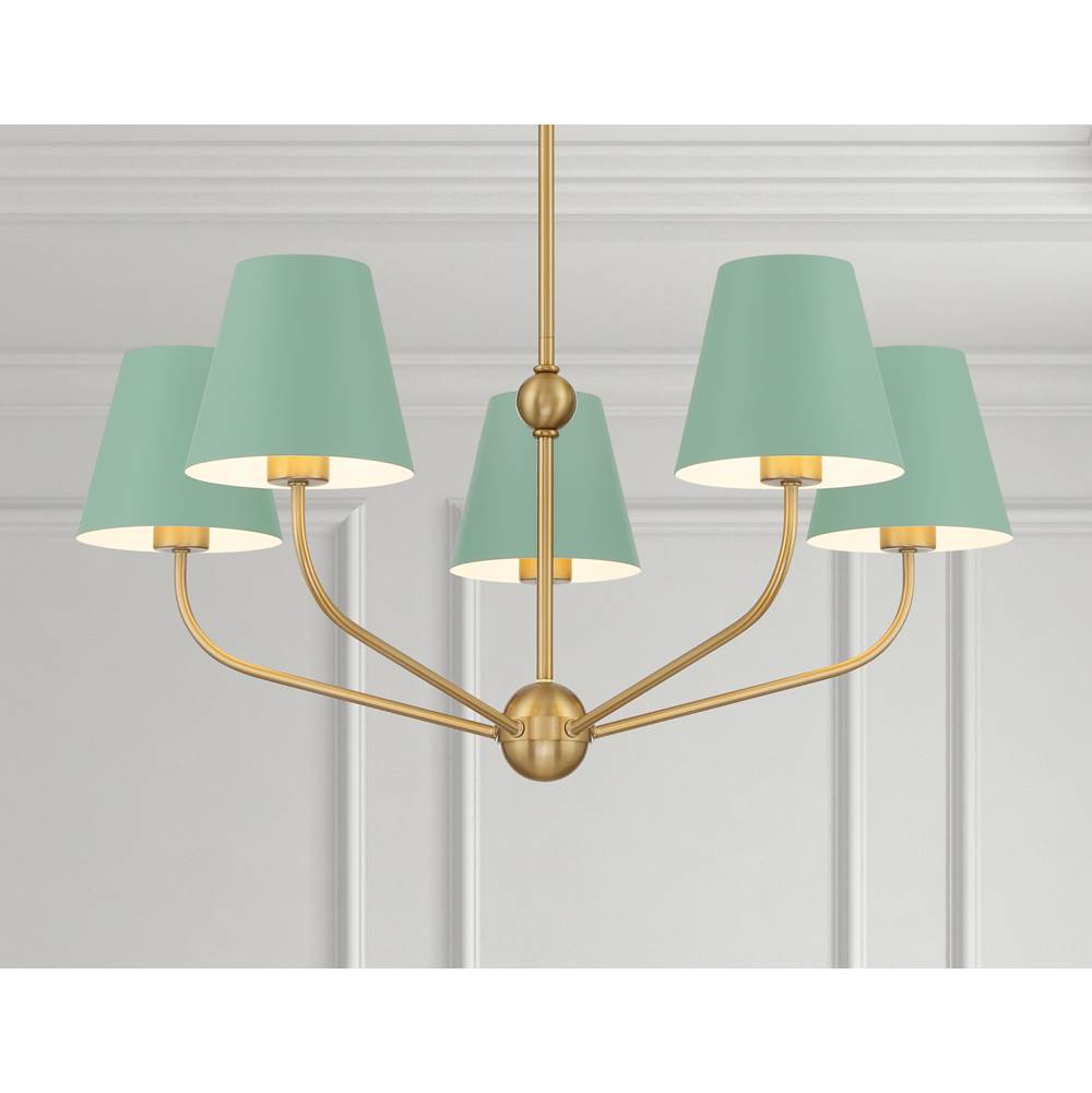 Crystorama XAV-B9315-VG-GR Vibrant Gold,Green Xavier 5 Light Vibrant Gold Plus Green Chandelier Image 2