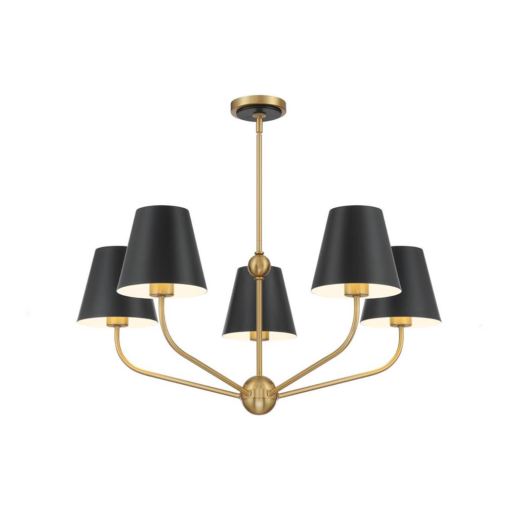 Crystorama XAV-B9315-VG-MK Vibrant Gold,Matte Black Xavier 5 Light Vibrant Gold Plus Matte Black Chandelier Image 1