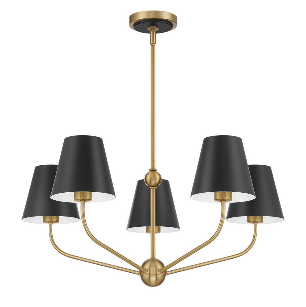 Crystorama Xavier 5 Light Vibrant Gold Plus Blue Chandelier