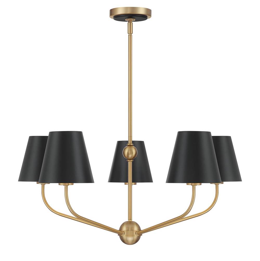 Crystorama XAV-B9315-VG-MK Vibrant Gold,Matte Black Xavier 5 Light Vibrant Gold Plus Matte Black Chandelier Image 5