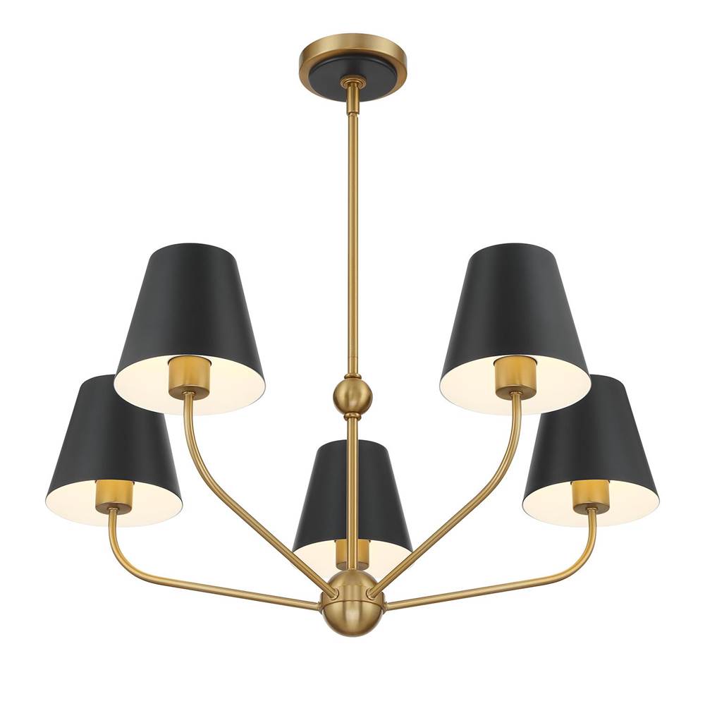 Crystorama XAV-B9315-VG-MK Vibrant Gold,Matte Black Xavier 5 Light Vibrant Gold Plus Matte Black Chandelier Image 4