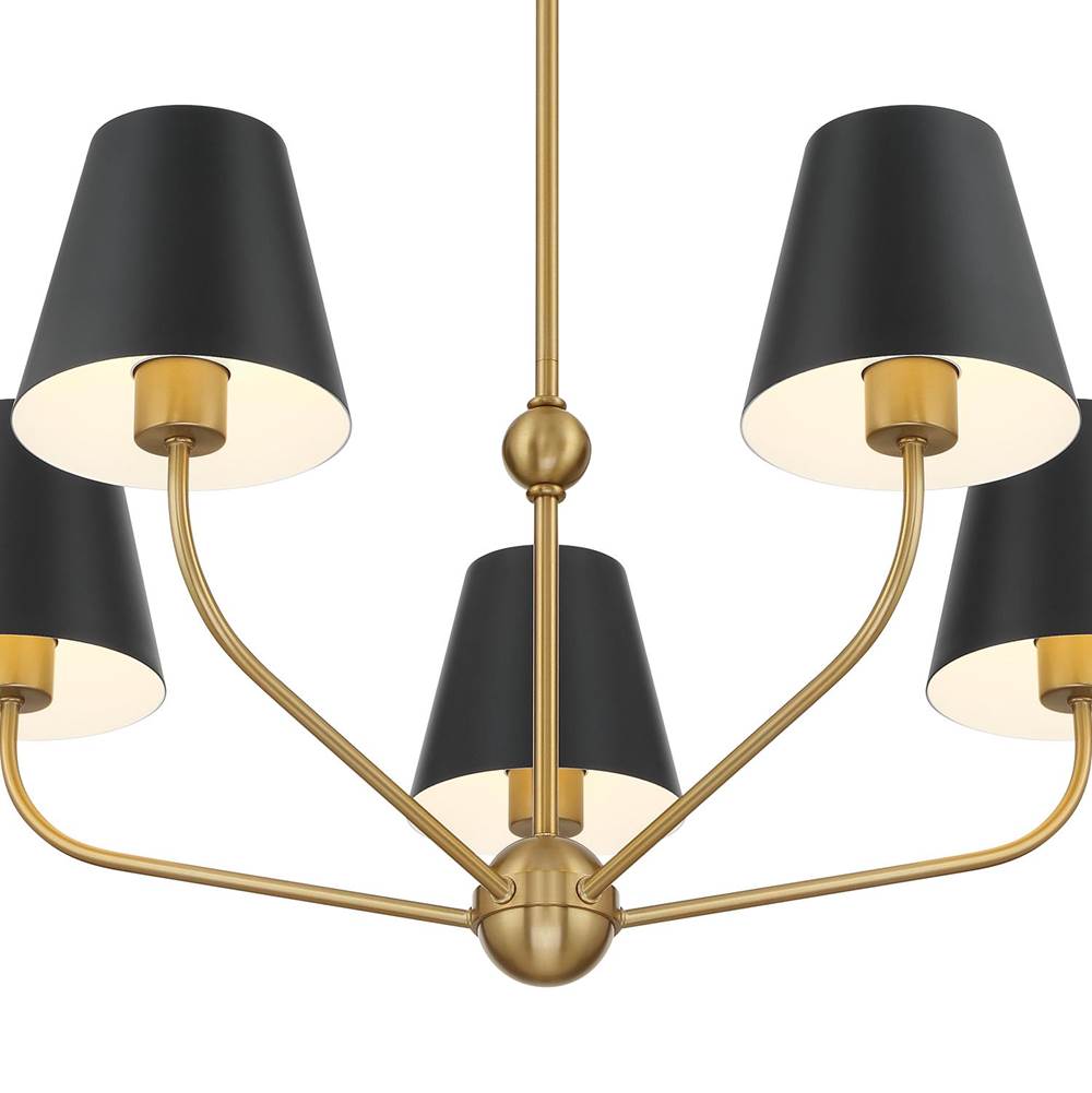 Crystorama XAV-B9315-VG-MK Vibrant Gold,Matte Black Xavier 5 Light Vibrant Gold Plus Matte Black Chandelier Image 3