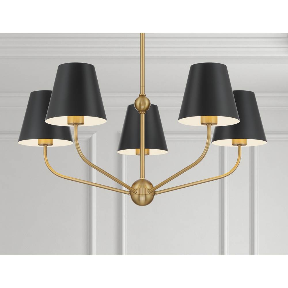 Crystorama XAV-B9315-VG-MK Vibrant Gold,Matte Black Xavier 5 Light Vibrant Gold Plus Matte Black Chandelier Image 2