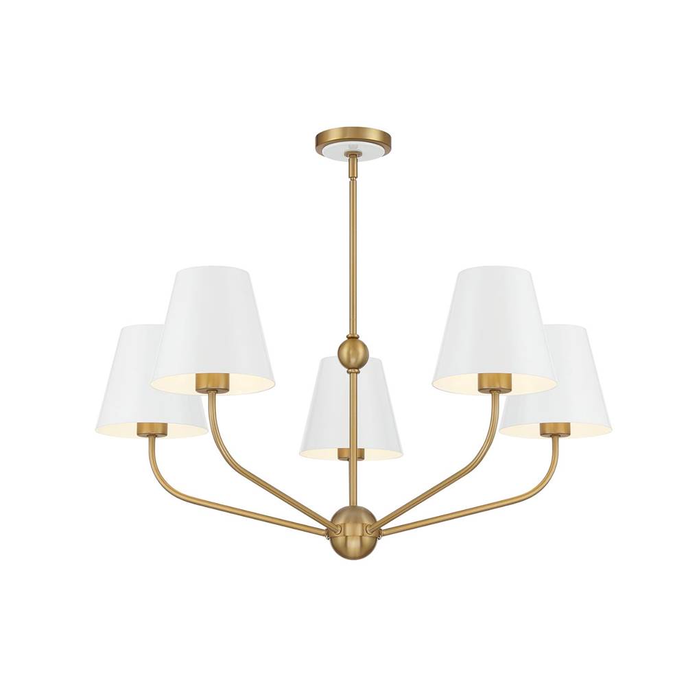 Crystorama XAV-B9315-VG-WH Vibrant Gold, White Xavier 5 Light Vibrant Gold Plus White Chandelier Image 1