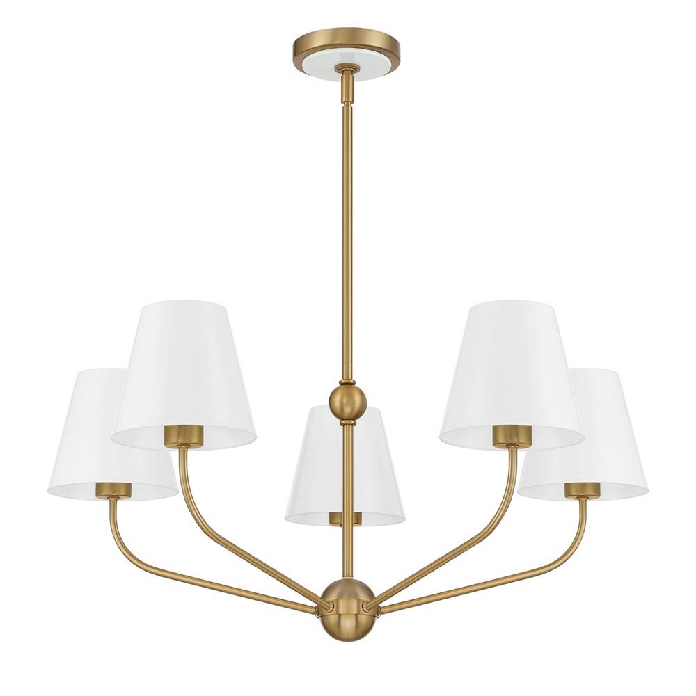 Crystorama Xavier 5 Light Vibrant Gold Plus Blue Chandelier