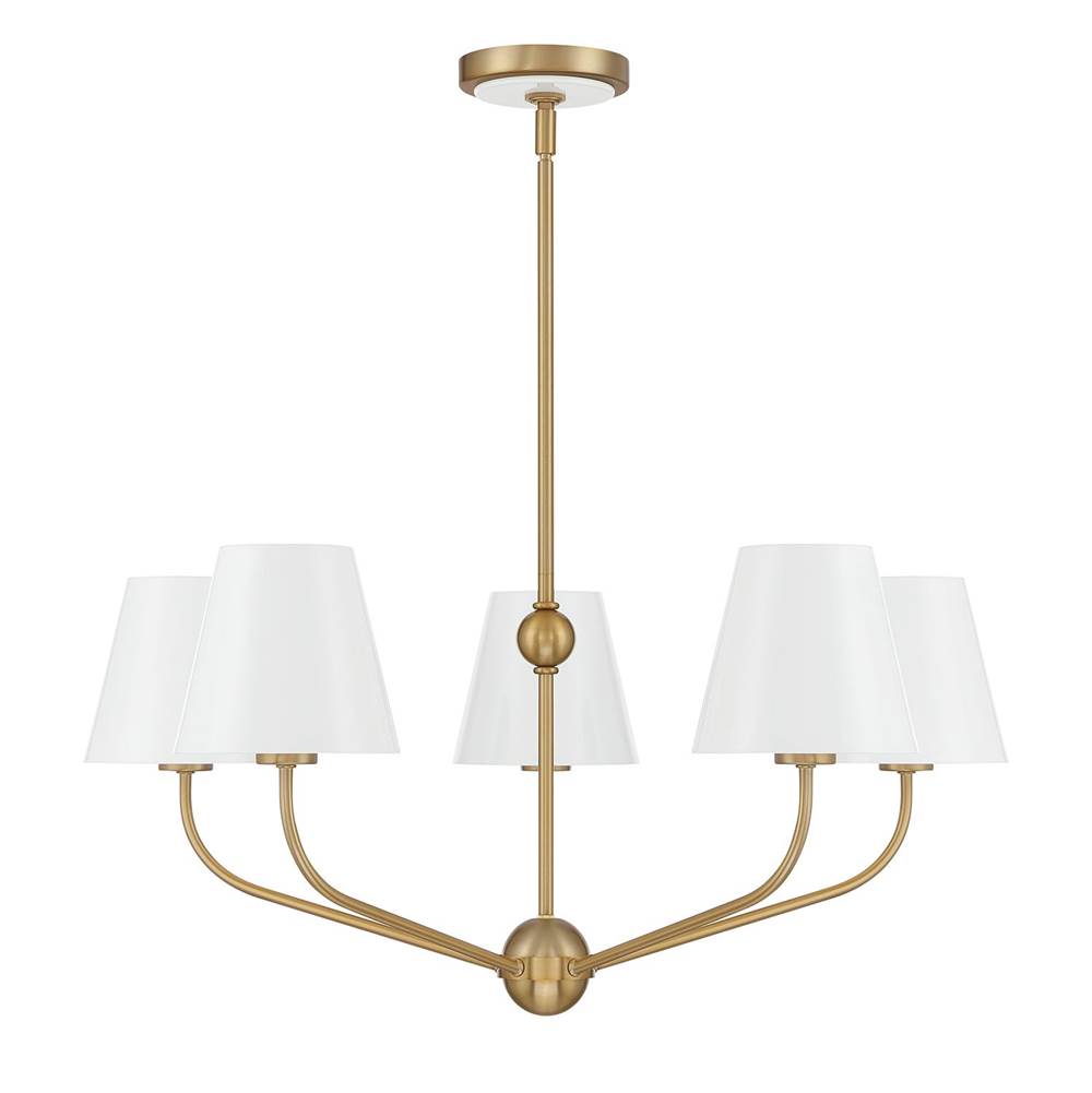 Crystorama XAV-B9315-VG-WH Vibrant Gold, White Xavier 5 Light Vibrant Gold Plus White Chandelier Image 5