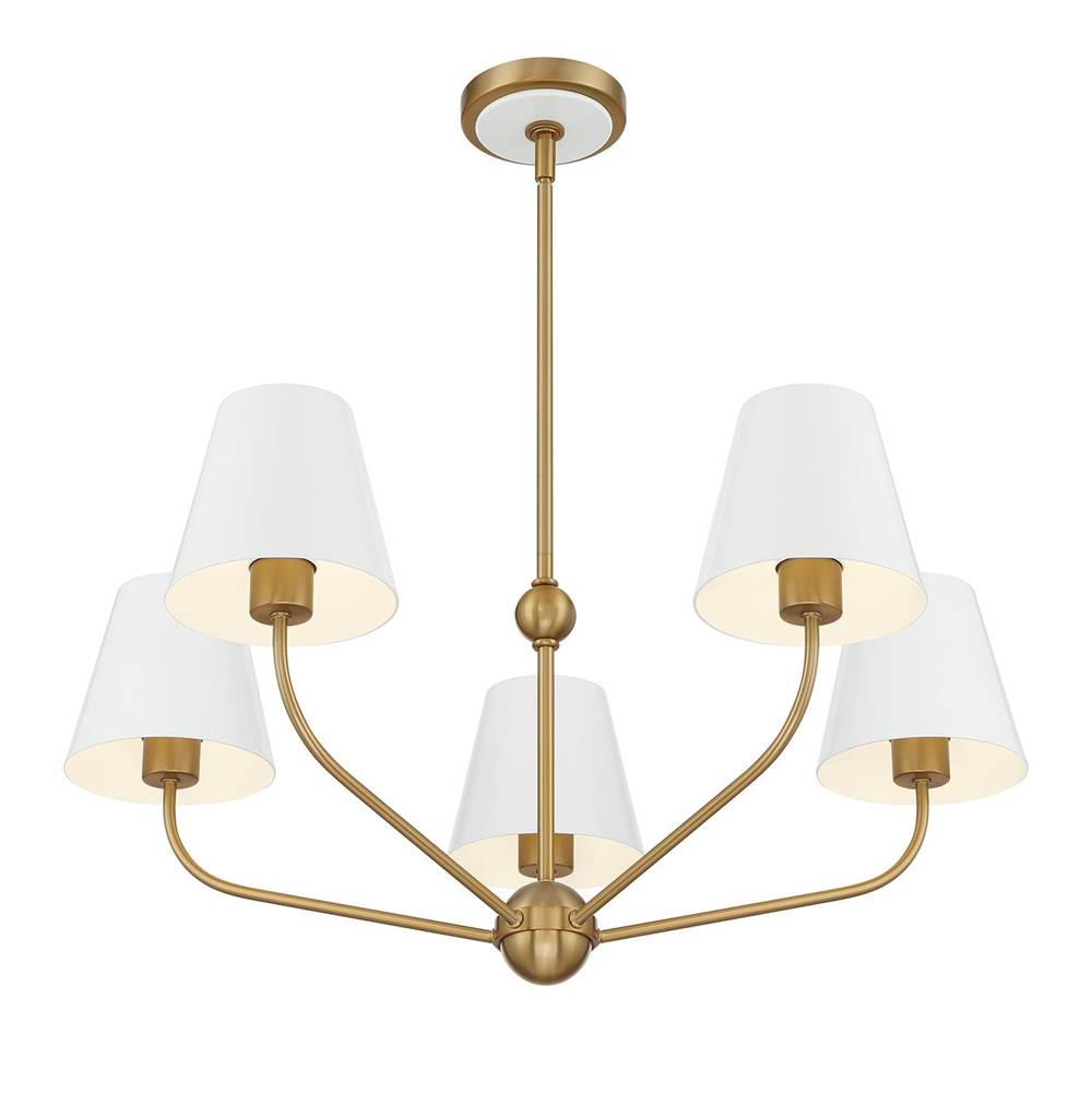 Crystorama XAV-B9315-VG-WH Vibrant Gold, White Xavier 5 Light Vibrant Gold Plus White Chandelier Image 4