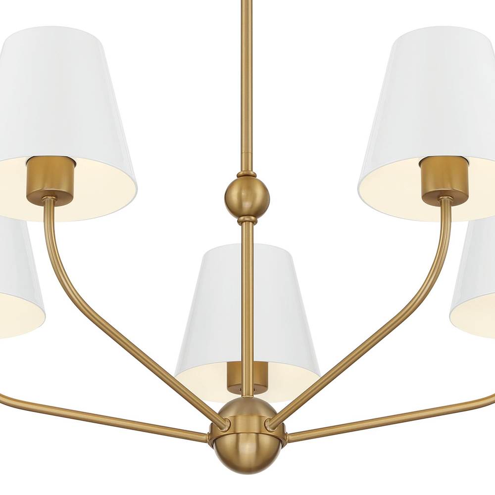 Crystorama XAV-B9315-VG-WH Vibrant Gold, White Xavier 5 Light Vibrant Gold Plus White Chandelier Image 3