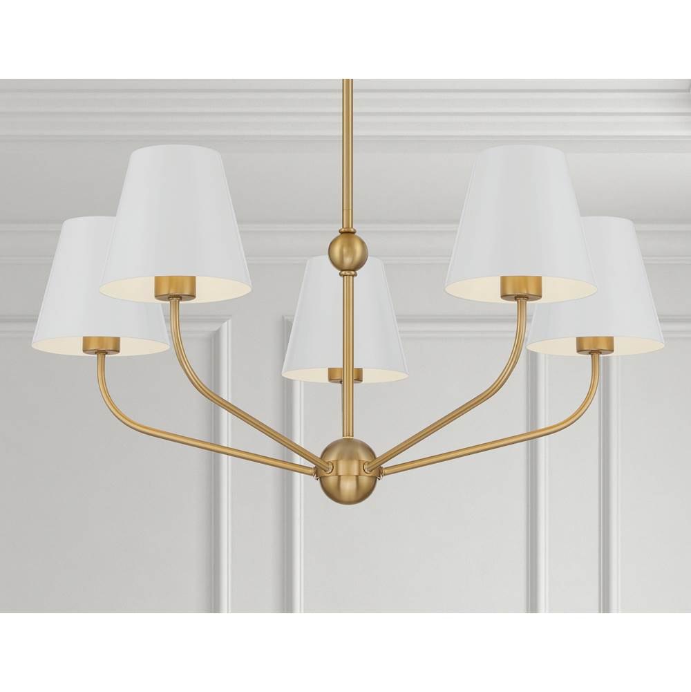Crystorama XAV-B9315-VG-WH Vibrant Gold, White Xavier 5 Light Vibrant Gold Plus White Chandelier Image 2