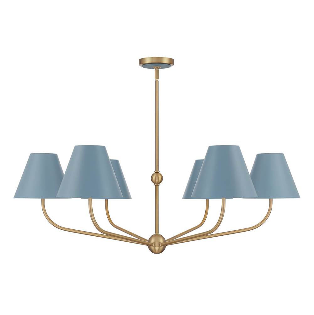 Crystorama XAV-B9316-VG-BL Vibrant Gold,Blue Xavier 6 Light Vibrant Gold Plus Blue Chandelier Image 6