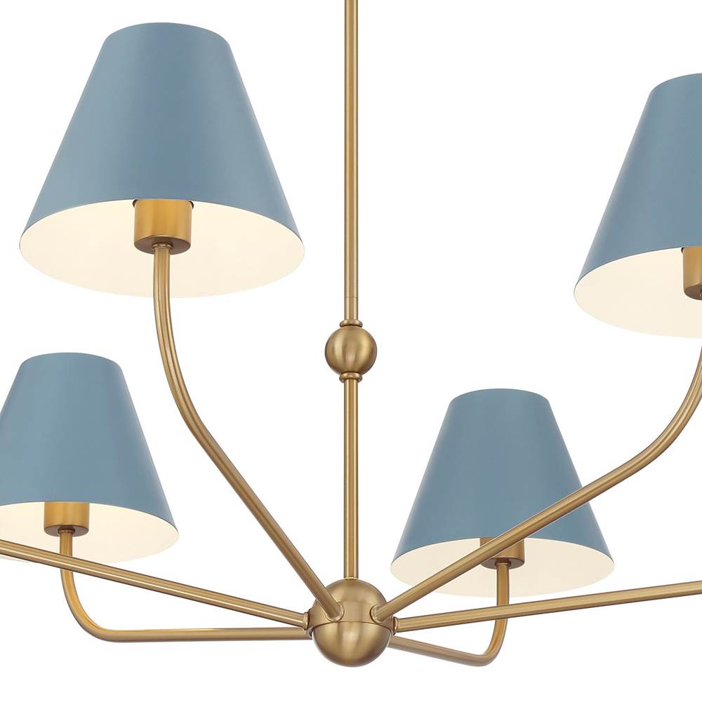 Crystorama XAV-B9316-VG-BL Vibrant Gold,Blue Xavier 6 Light Vibrant Gold Plus Blue Chandelier Image 4