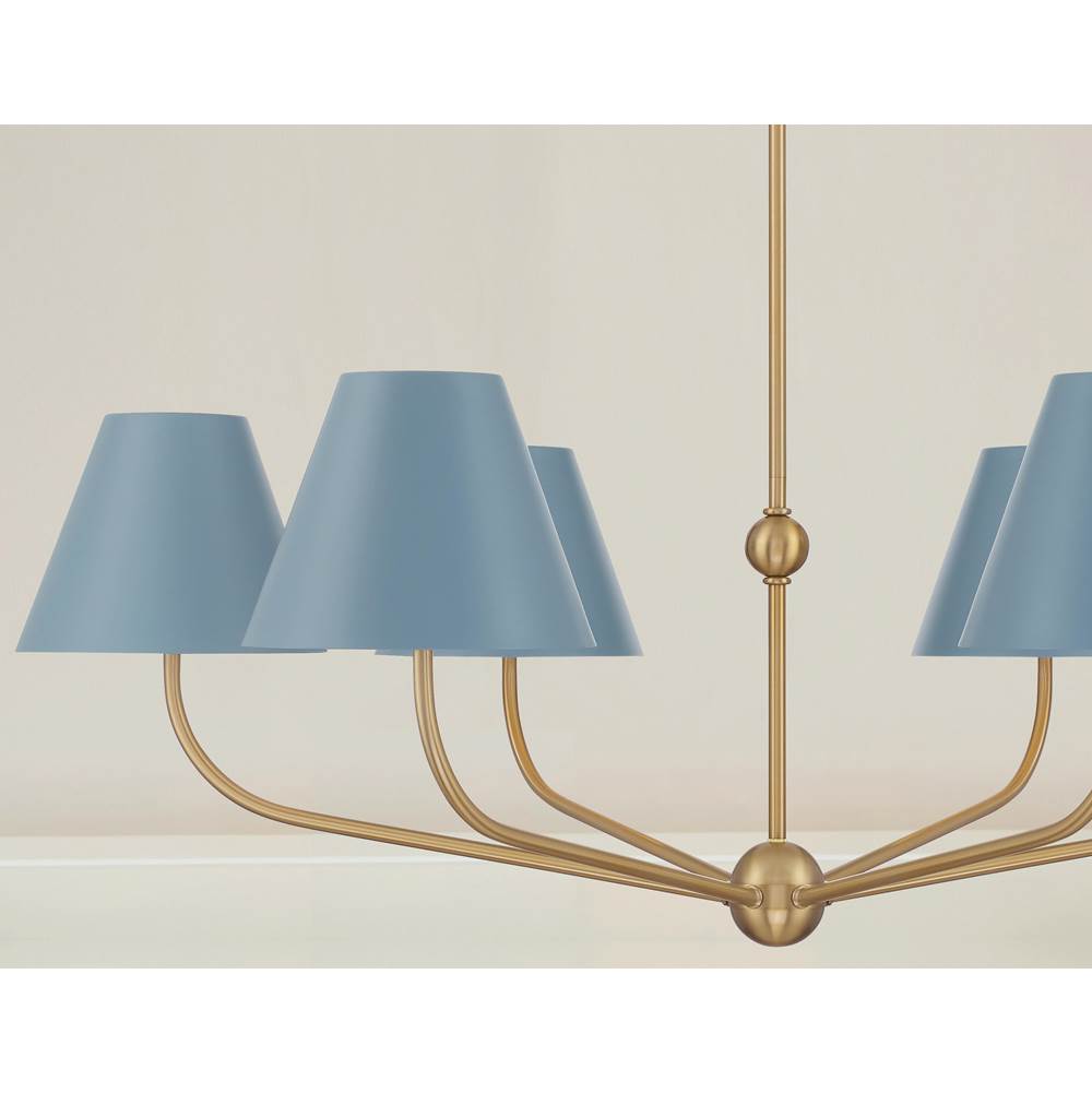 Crystorama XAV-B9316-VG-BL Vibrant Gold,Blue Xavier 6 Light Vibrant Gold Plus Blue Chandelier Image 2