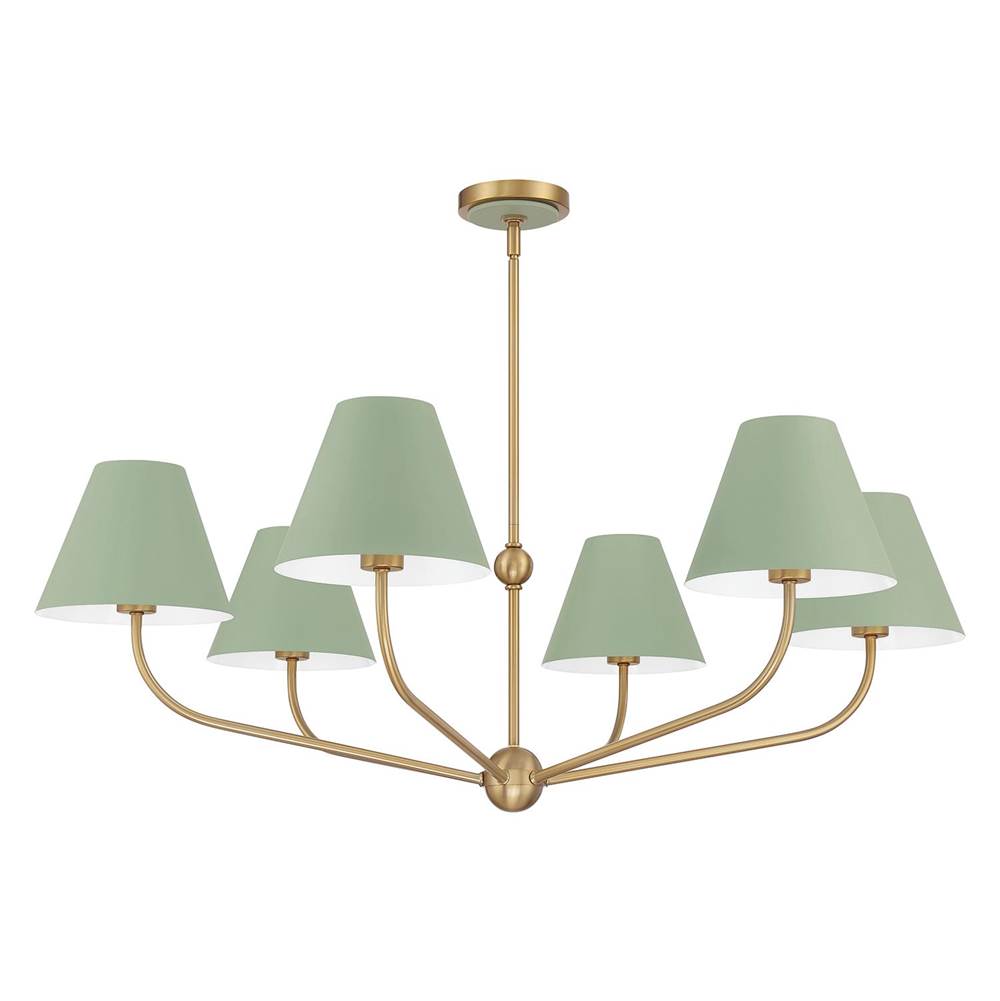 Crystorama Xavier 6 Light Vibrant Gold Plus Blue Chandelier