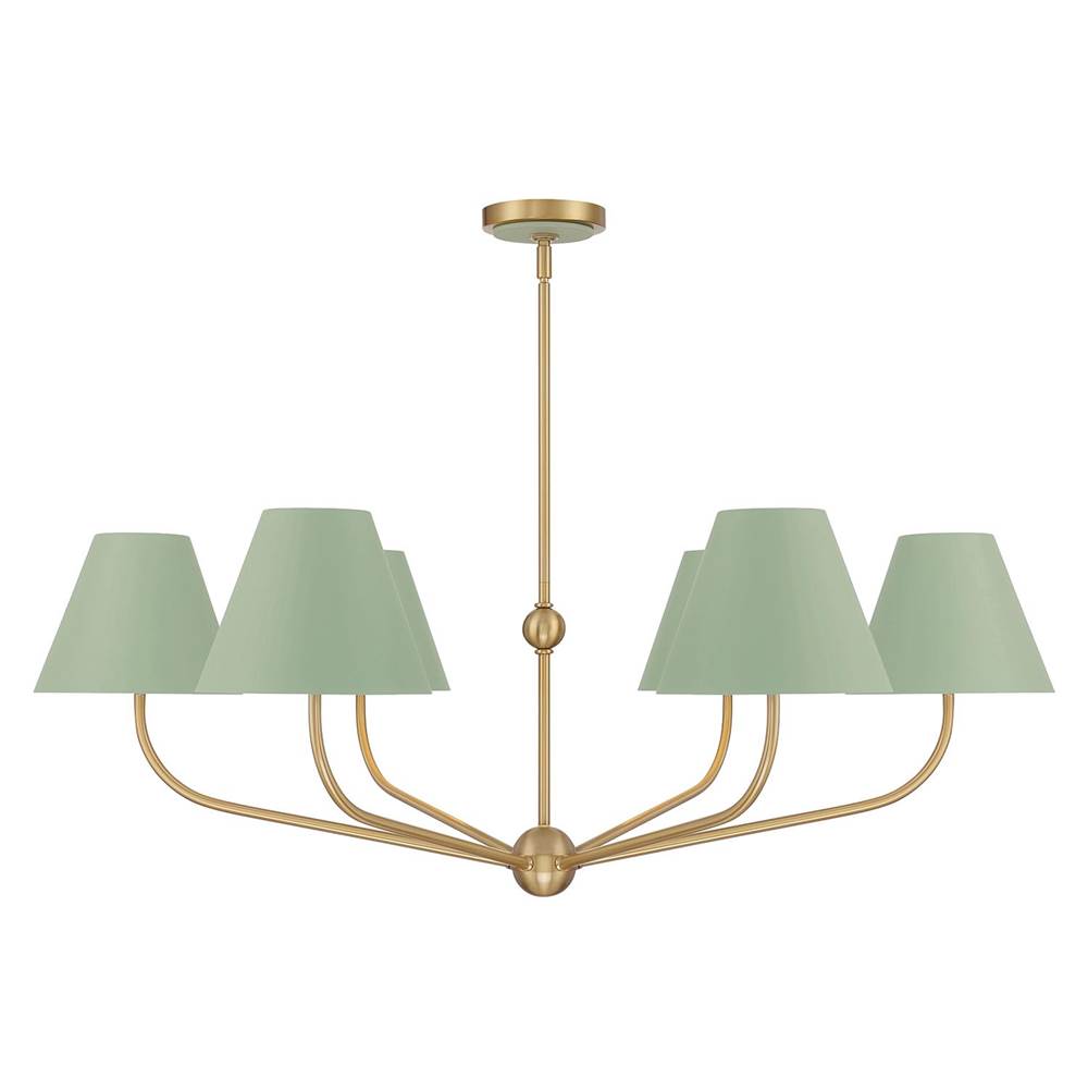Crystorama XAV-B9316-VG-GR Vibrant Gold,Green Xavier 6 Light Vibrant Gold Plus Green Chandelier Image 6
