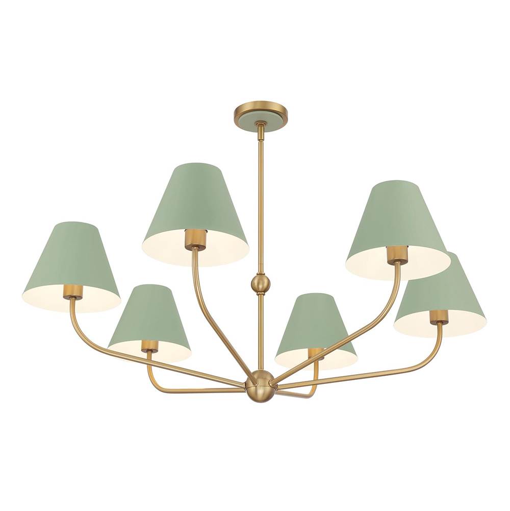 Crystorama XAV-B9316-VG-GR Vibrant Gold,Green Xavier 6 Light Vibrant Gold Plus Green Chandelier Image 5