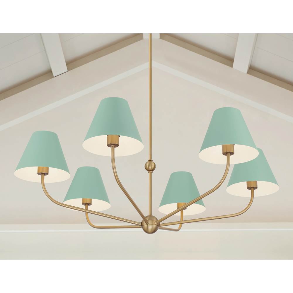 Crystorama XAV-B9316-VG-GR Vibrant Gold,Green Xavier 6 Light Vibrant Gold Plus Green Chandelier Image 4