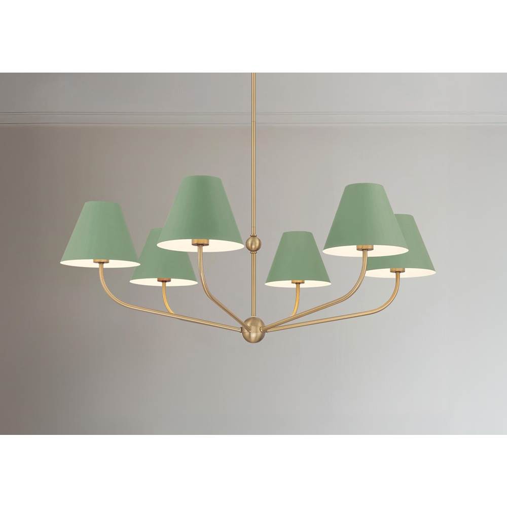 Crystorama XAV-B9316-VG-GR Vibrant Gold,Green Xavier 6 Light Vibrant Gold Plus Green Chandelier Image 2