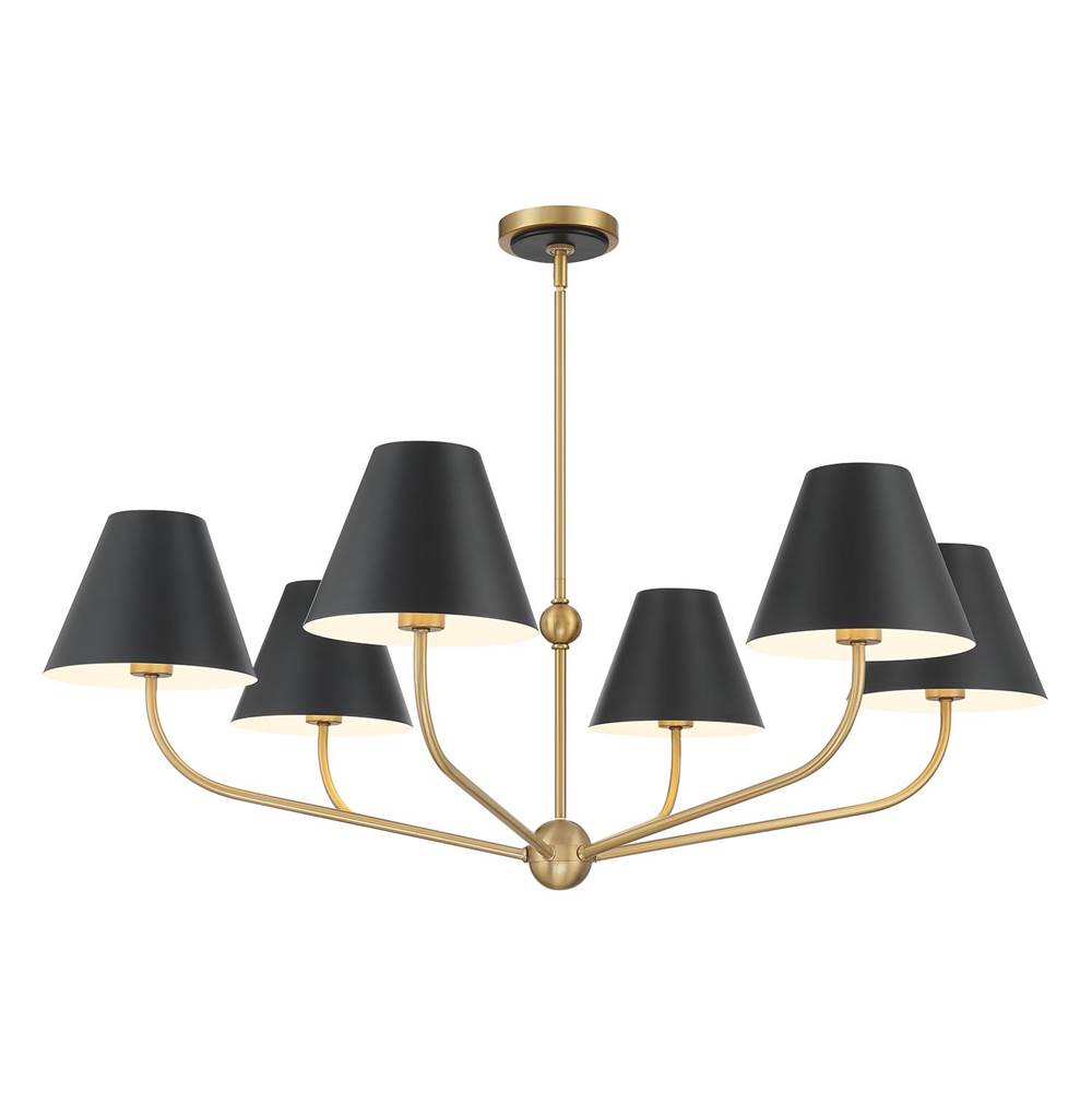 Crystorama XAV-B9316-VG-MK Vibrant Gold,Matte Black Xavier 6 Light Vibrant Gold Plus Matte Black Chandelier Image 1