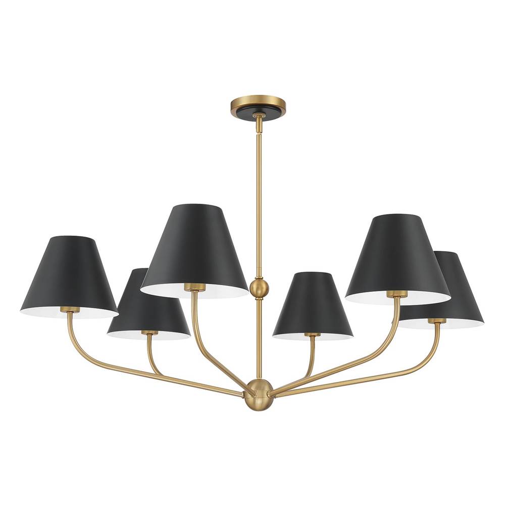Crystorama Xavier 6 Light Vibrant Gold Plus Blue Chandelier