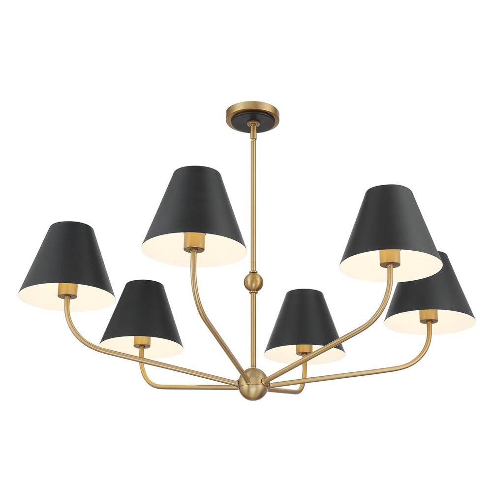 Crystorama XAV-B9316-VG-MK Vibrant Gold,Matte Black Xavier 6 Light Vibrant Gold Plus Matte Black Chandelier Image 5