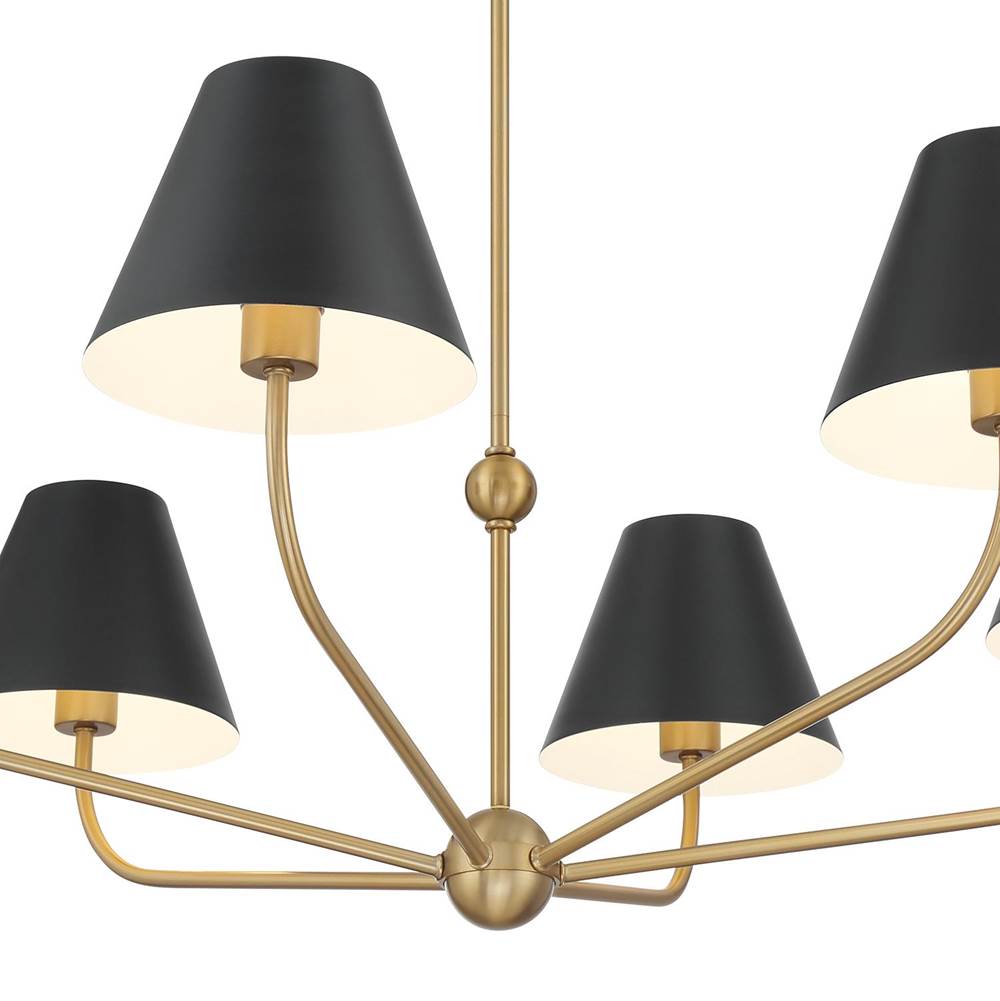 Crystorama XAV-B9316-VG-MK Vibrant Gold,Matte Black Xavier 6 Light Vibrant Gold Plus Matte Black Chandelier Image 4