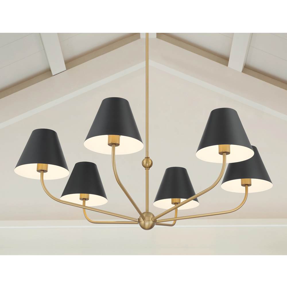 Crystorama XAV-B9316-VG-MK Vibrant Gold,Matte Black Xavier 6 Light Vibrant Gold Plus Matte Black Chandelier Image 3