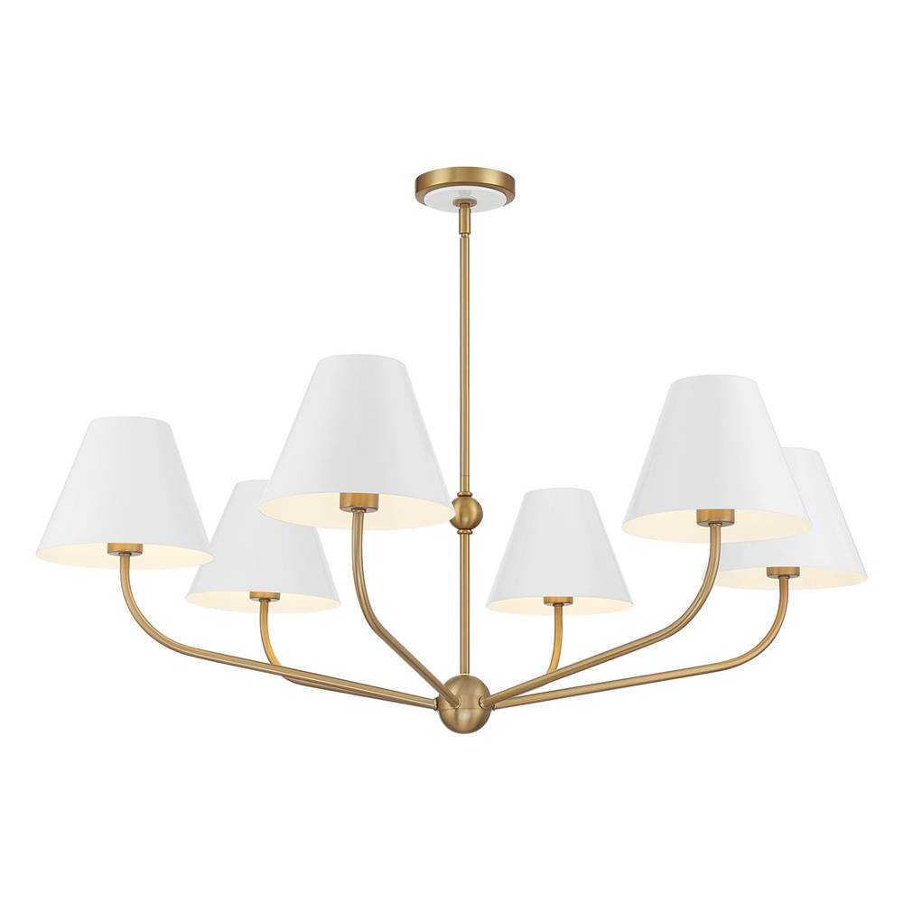 Crystorama XAV-B9316-VG-WH Vibrant Gold, White Xavier 6 Light Vibrant Gold Plus White Chandelier Image 1