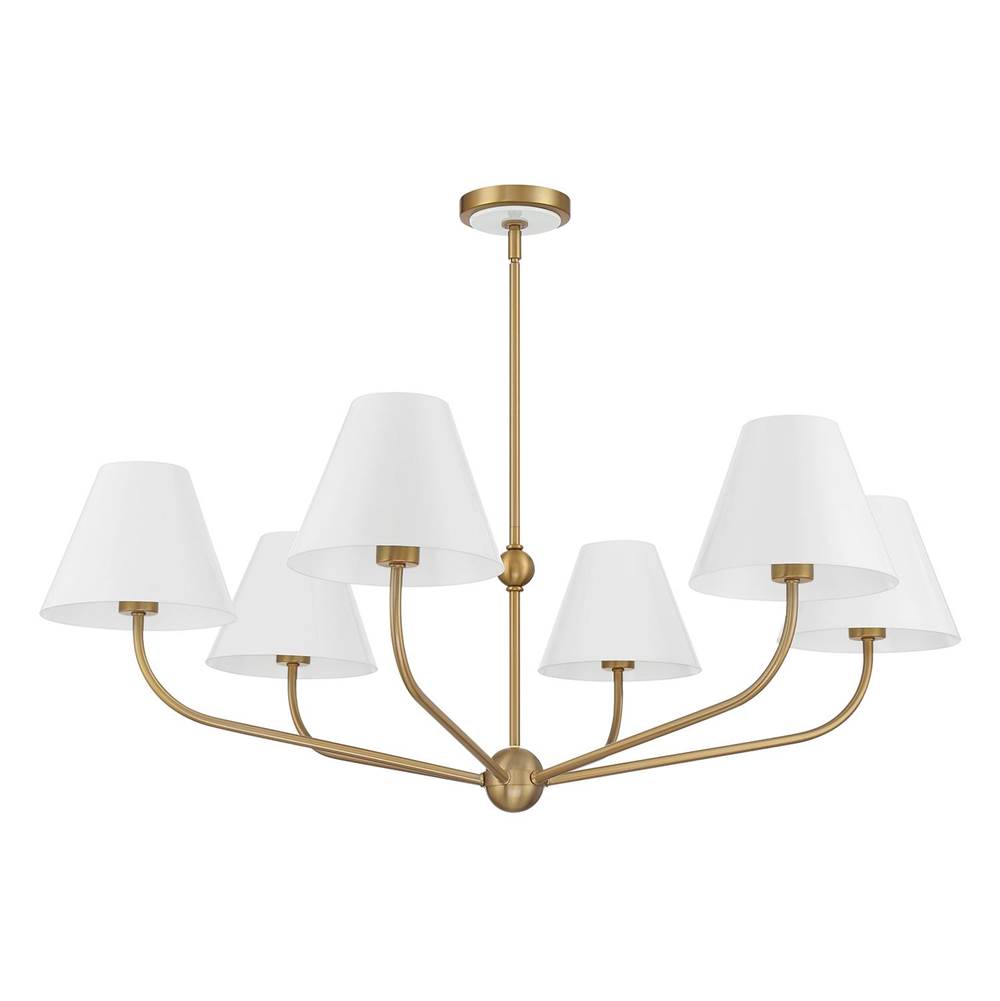 Crystorama Xavier 6 Light Vibrant Gold Plus Blue Chandelier