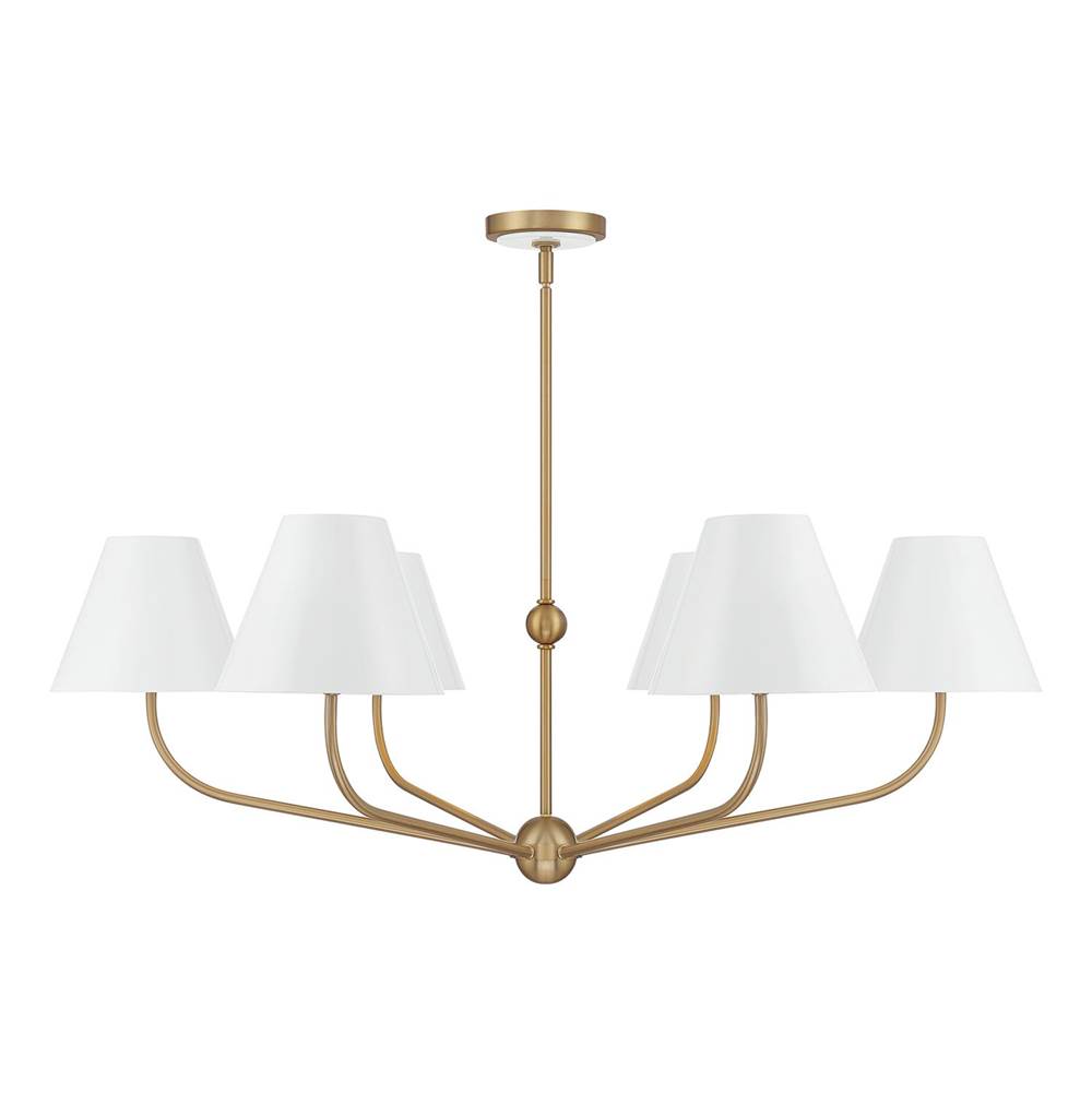Crystorama XAV-B9316-VG-WH Vibrant Gold, White Xavier 6 Light Vibrant Gold Plus White Chandelier Image 7