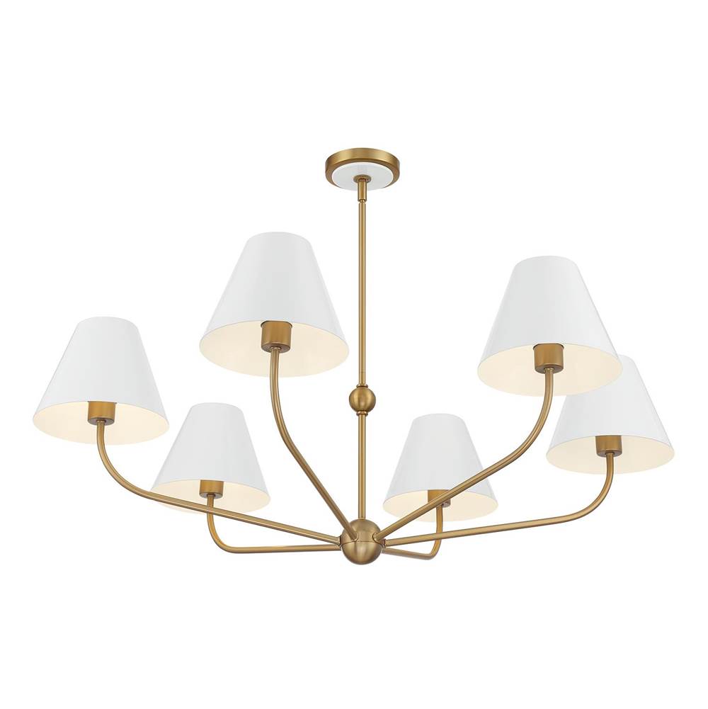 Crystorama XAV-B9316-VG-WH Vibrant Gold, White Xavier 6 Light Vibrant Gold Plus White Chandelier Image 6
