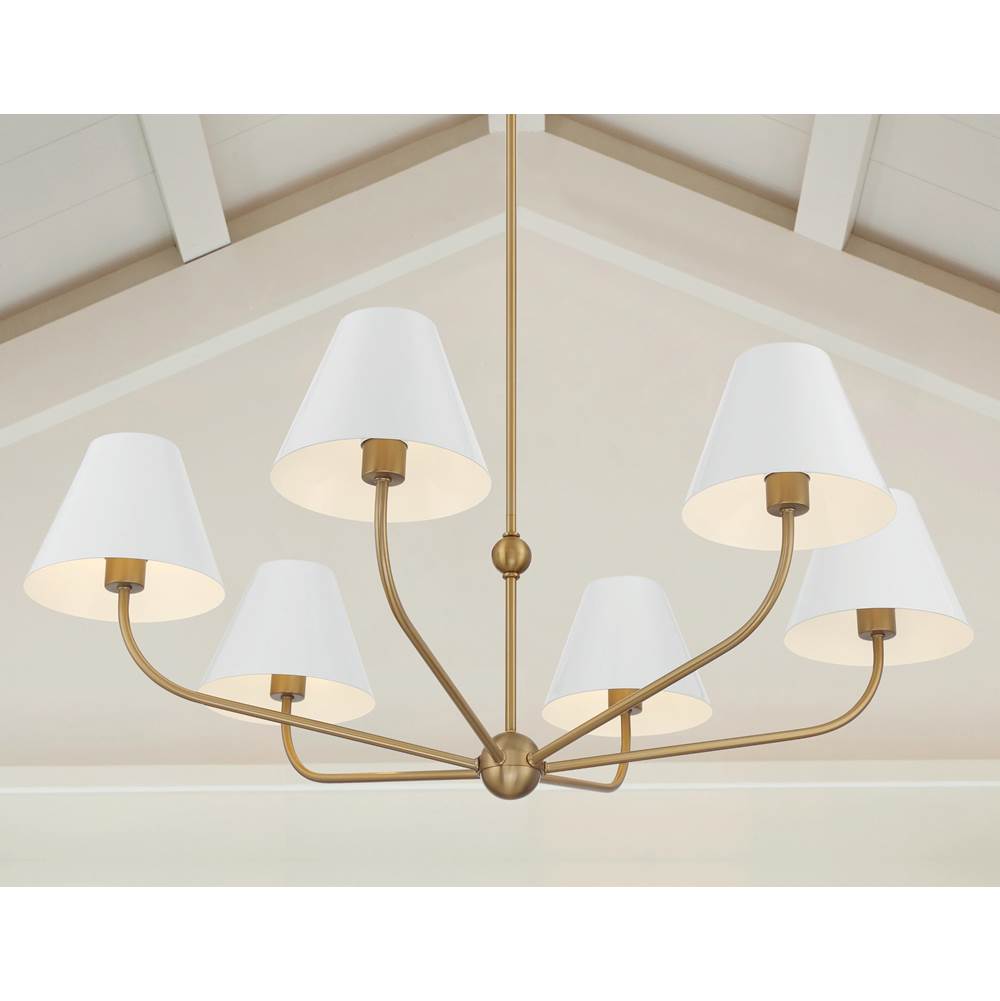 Crystorama XAV-B9316-VG-WH Vibrant Gold, White Xavier 6 Light Vibrant Gold Plus White Chandelier Image 2