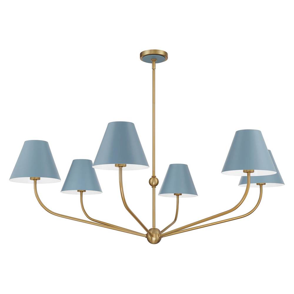 Crystorama Xavier 6 Light Vibrant Gold Plus Blue Chandelier