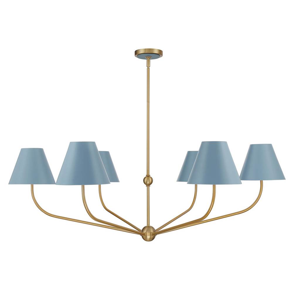 Crystorama XAV-B9319-VG-BL Vibrant Gold,Blue Xavier 6 Light Vibrant Gold Plus Blue Chandelier Image 5