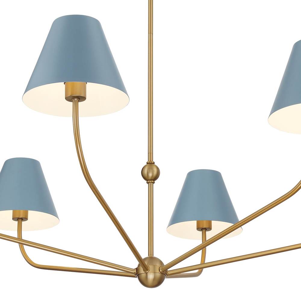Crystorama XAV-B9319-VG-BL Vibrant Gold,Blue Xavier 6 Light Vibrant Gold Plus Blue Chandelier Image 3