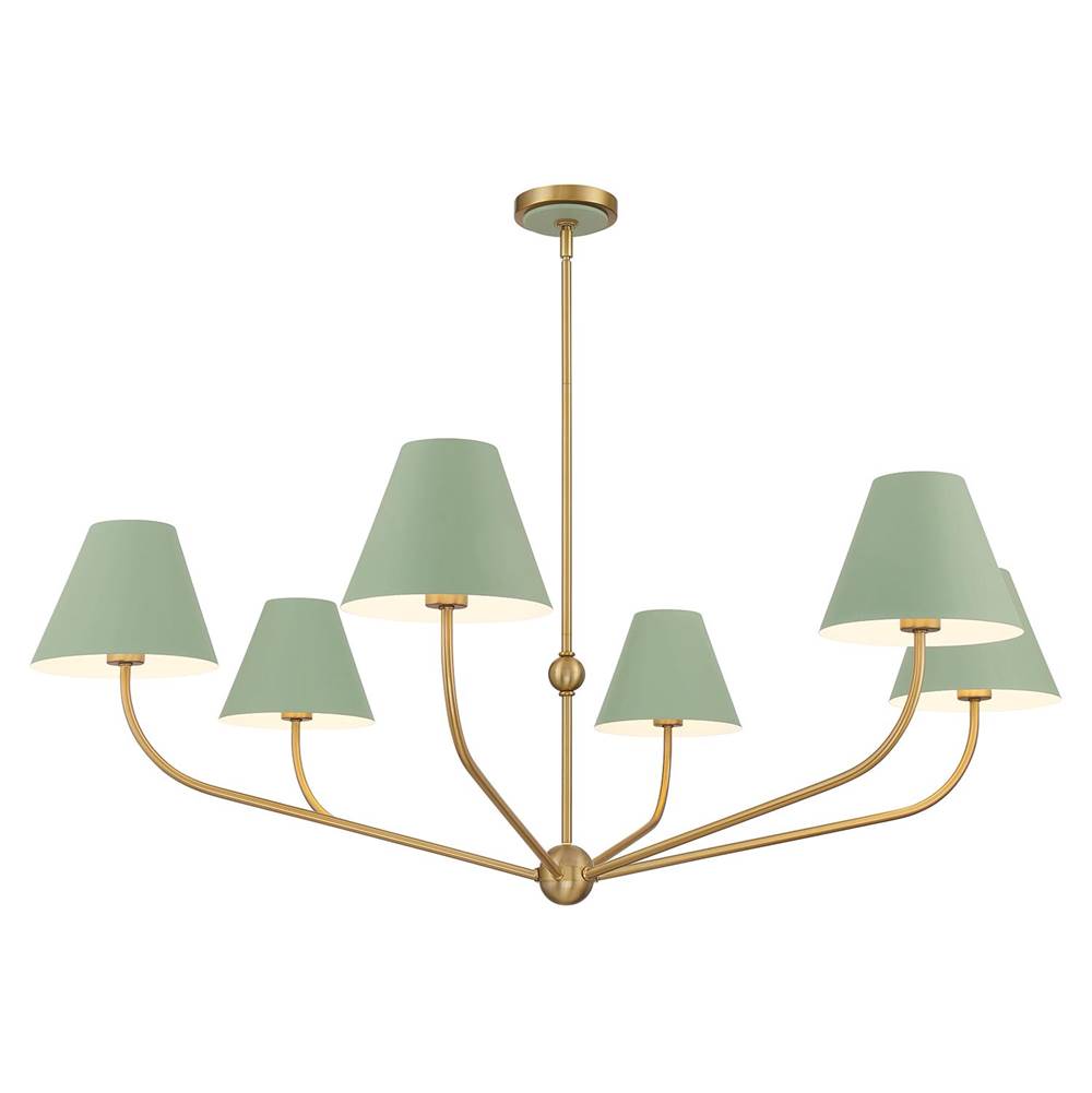 Crystorama XAV-B9319-VG-GR Vibrant Gold,Green Xavier 6 Light Vibrant Gold Plus Green Chandelier Image 1
