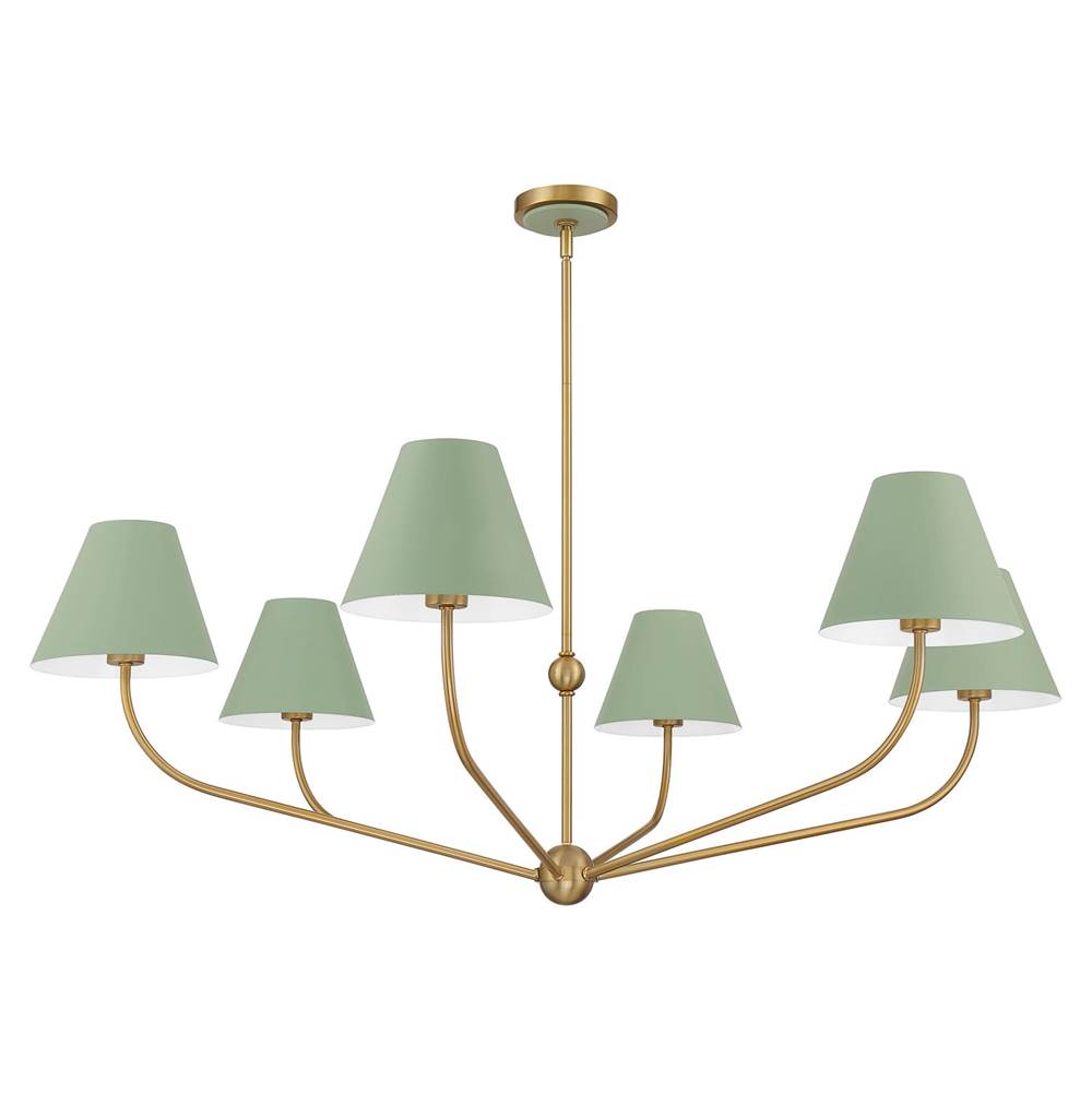 Crystorama Xavier 6 Light Vibrant Gold Plus Blue Chandelier