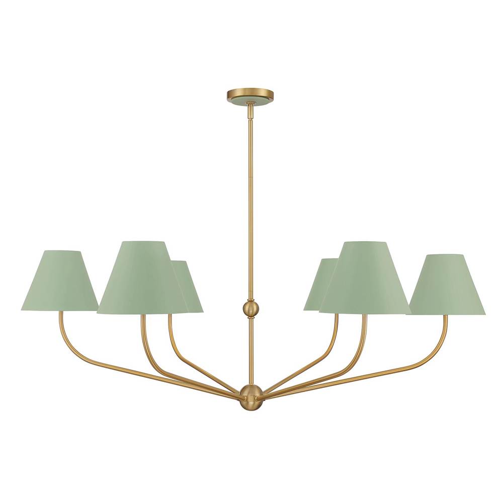 Crystorama XAV-B9319-VG-GR Vibrant Gold,Green Xavier 6 Light Vibrant Gold Plus Green Chandelier Image 5