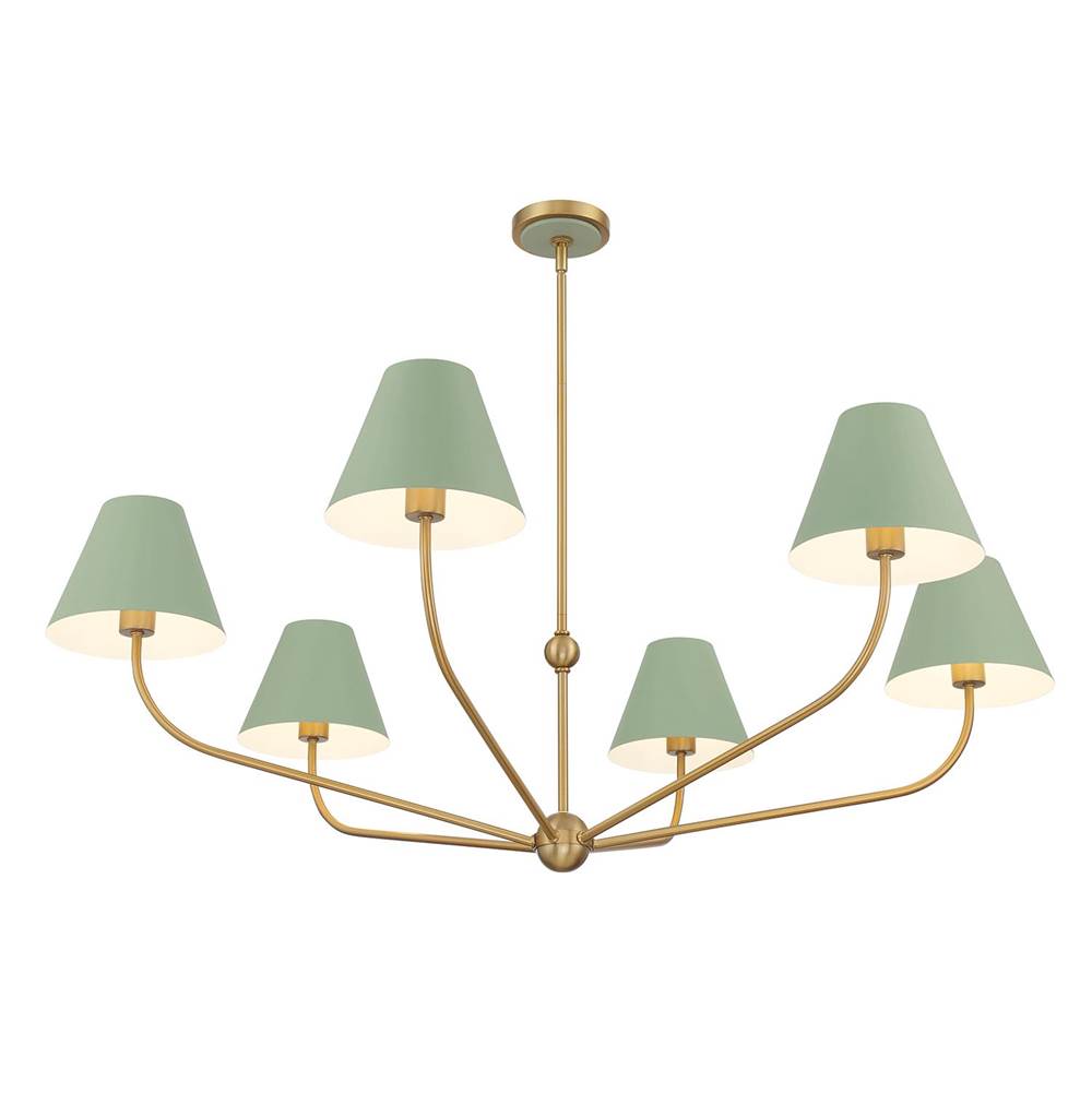 Crystorama XAV-B9319-VG-GR Vibrant Gold,Green Xavier 6 Light Vibrant Gold Plus Green Chandelier Image 4