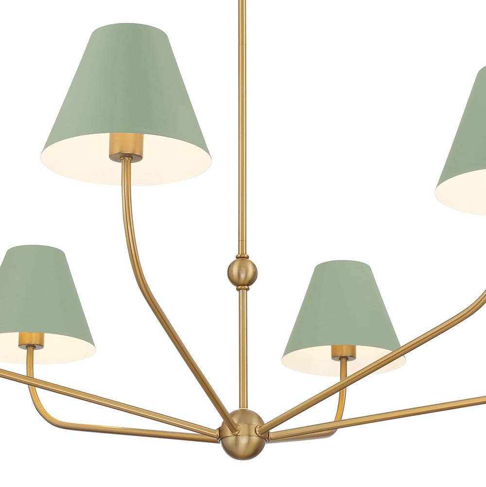 Crystorama XAV-B9319-VG-GR Vibrant Gold,Green Xavier 6 Light Vibrant Gold Plus Green Chandelier Image 3
