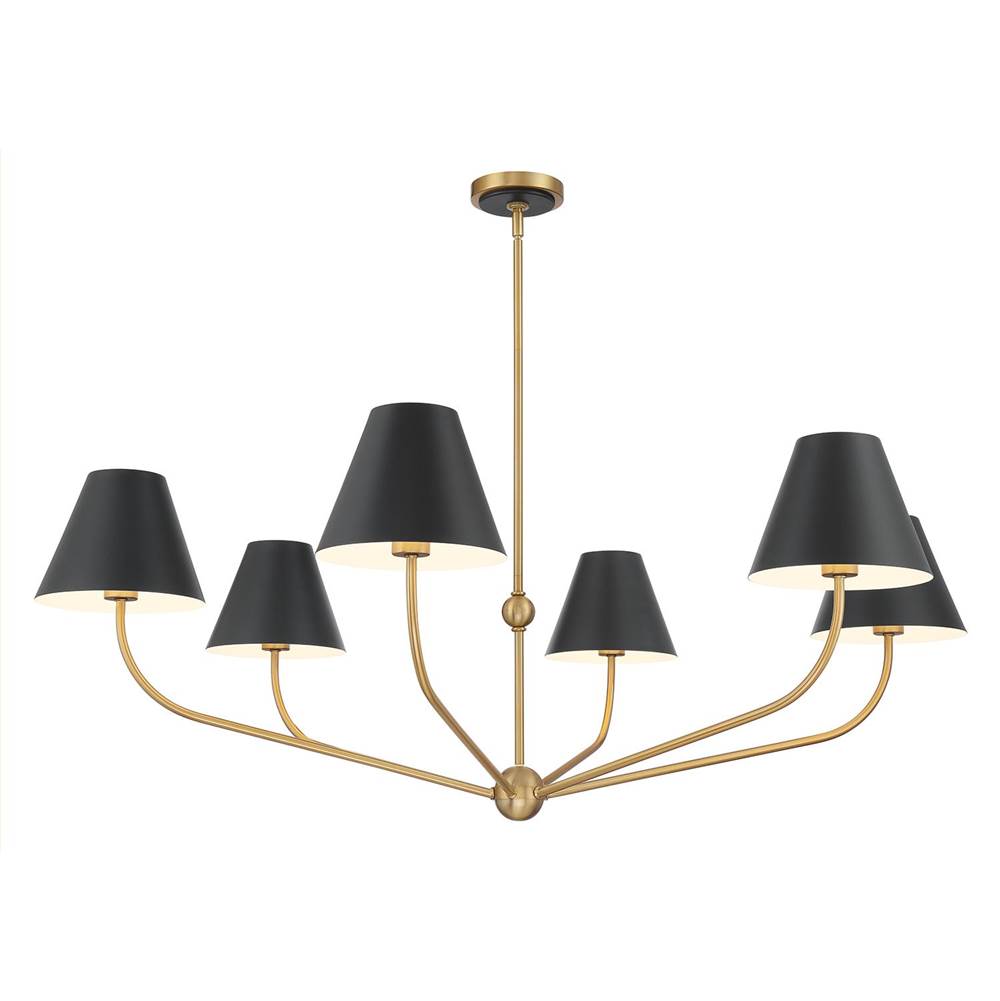 Crystorama XAV-B9319-VG-MK Vibrant Gold,Matte Black Xavier 6 Light Vibrant Gold Plus Matte Black Chandelier Image 1