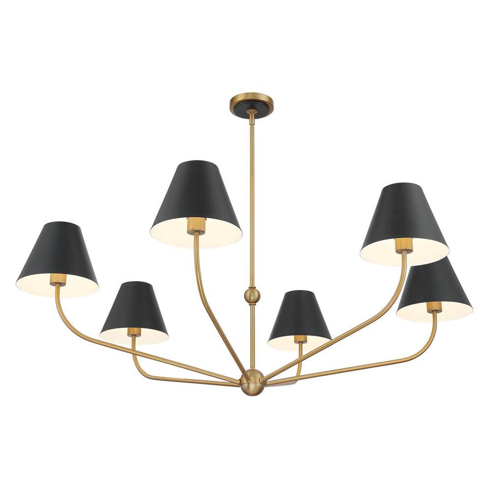 Crystorama XAV-B9319-VG-MK Vibrant Gold,Matte Black Xavier 6 Light Vibrant Gold Plus Matte Black Chandelier Image 4