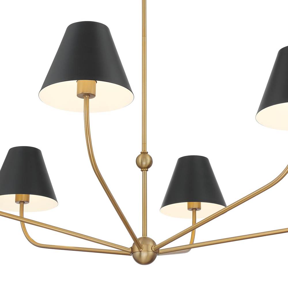 Crystorama XAV-B9319-VG-MK Vibrant Gold,Matte Black Xavier 6 Light Vibrant Gold Plus Matte Black Chandelier Image 3