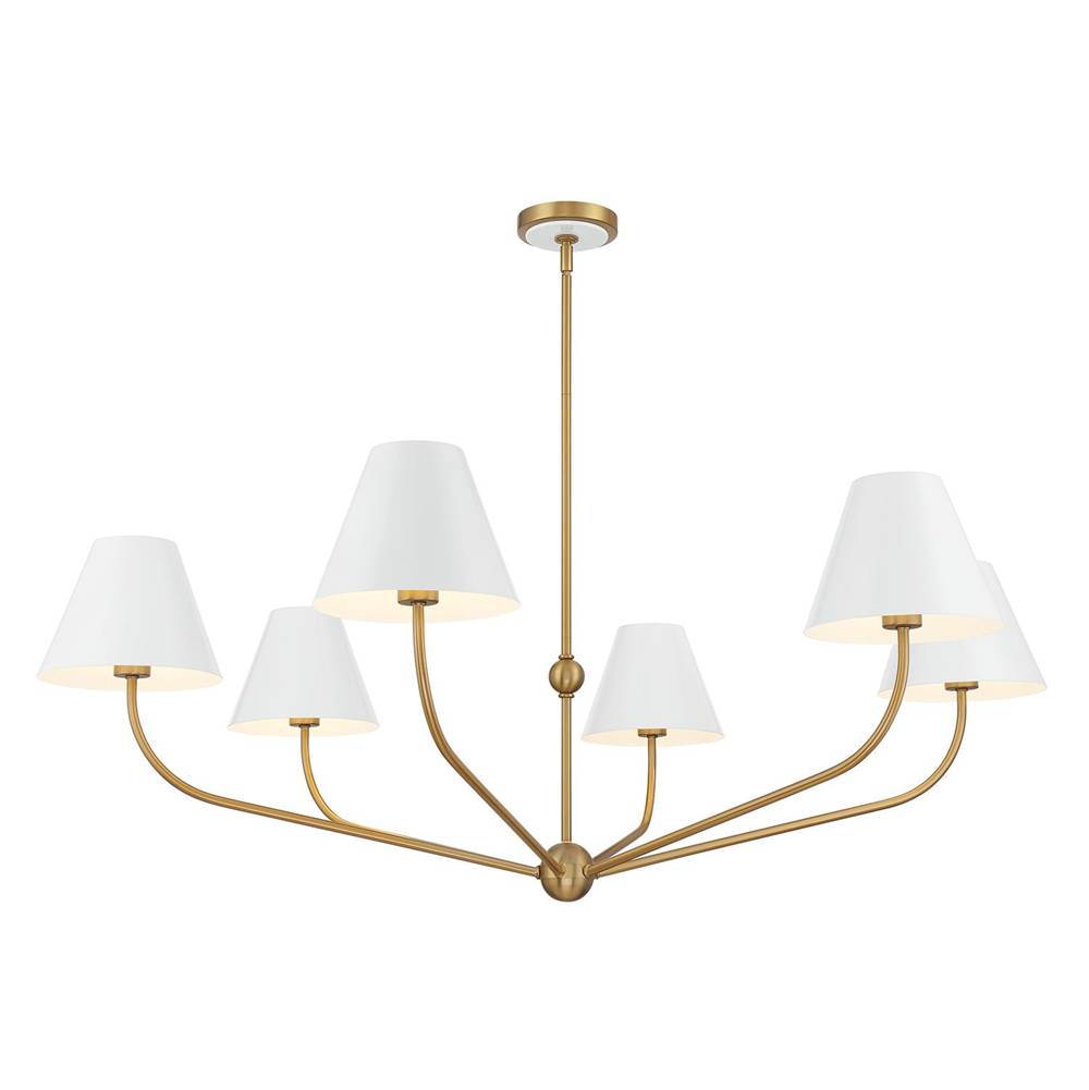 Crystorama XAV-B9319-VG-WH Vibrant Gold, White Xavier 6 Light Vibrant Gold Plus White Chandelier Image 1
