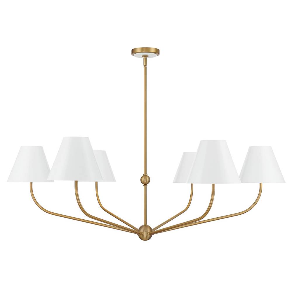 Crystorama XAV-B9319-VG-WH Vibrant Gold, White Xavier 6 Light Vibrant Gold Plus White Chandelier Image 5